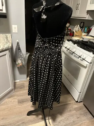 Elegant Black and White Polka Dot Dress