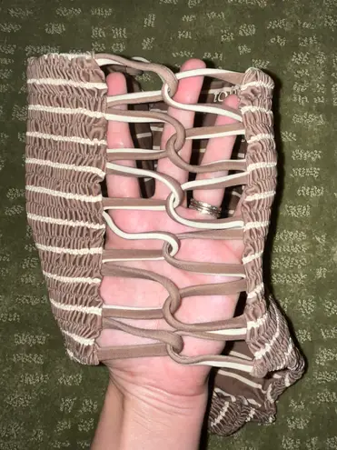 Tori Praver RARE Brown & Cream High Waisted Bikini Bottoms