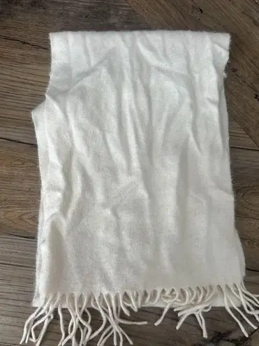 Charter Club 100% Cashmere Ivory Cream Fringe Scarf Women 10x62" One Size