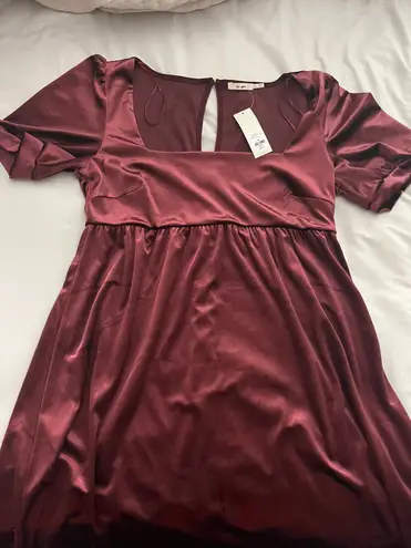 Francesca's Francesca’s Miami Burgundy velvet babydoll dress 