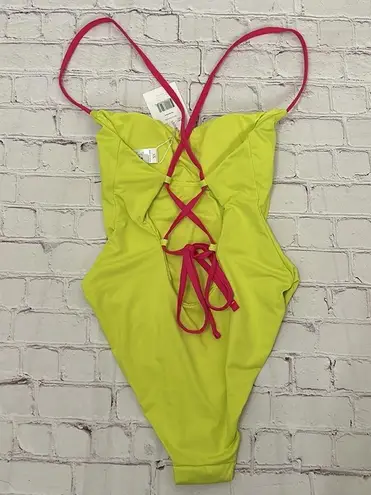 ANDIE NWT  Swim Fiji One Piece Neon Green & Hot Pink Size XS