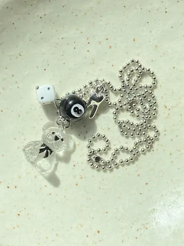 Handmade y2k Kawaii goth grunge style ballchain necklace🎲🧸🦷🖤