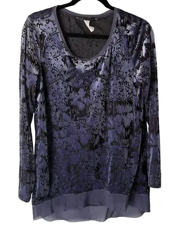 Fade Vintage 90s Grunge Top Large Velvet Burnout Whimsigoth Witchy Shirt Purple
