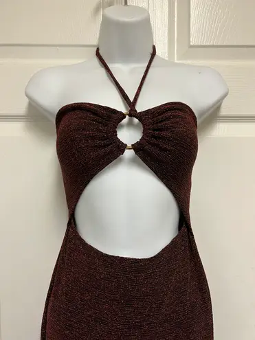 Celebrity fashion Celebrity Glitter O-Ring Halter Maxi Dress