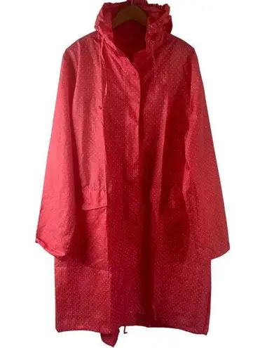 Oversized Long Rain Poncho Full Zip Polka Dot One Size Pink Size undefined