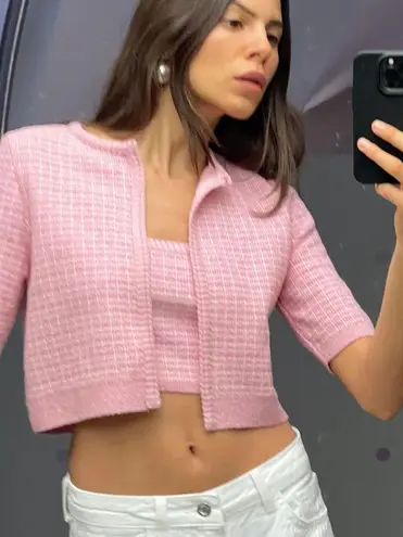 アウターその他 Fallett Cropped knit button cardigan pink FA2303KT02PI Sweaters for Women Fall Fashion 2023 Pocket Patched Button