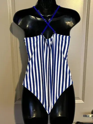 SheIn NWOT  Blue & White One Piece Swimsuit, Large