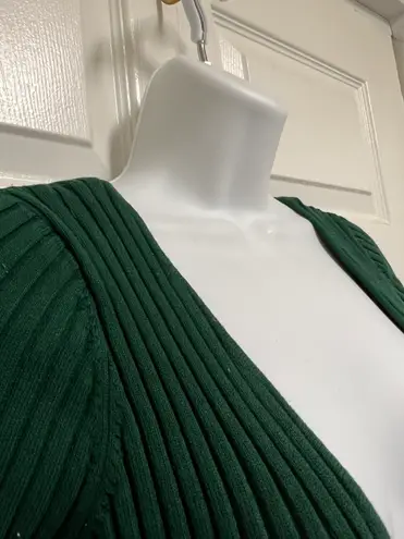 Hera Collection Hunter Green Deep V Neck Ribbed Dress