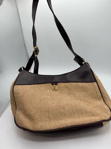 Etienne Aigner Vintage Jute Baguette Shoulder Bag
