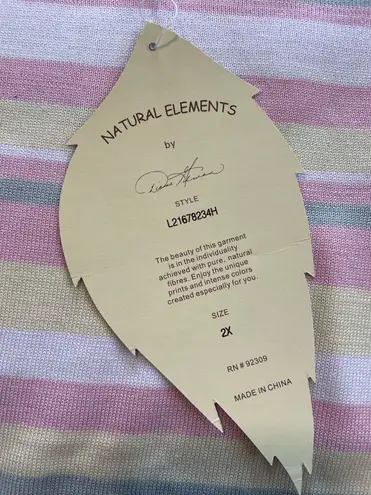 Diane Gilman Natural Elements by Vintage Pink Striped Silk Tank 2X NWT