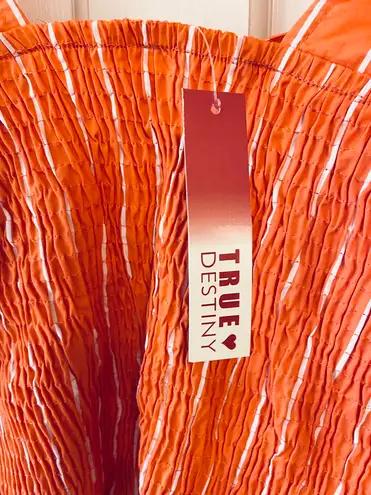 True Destiny NWT orange white striped Latin festival crop top