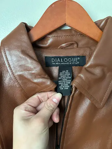 Dialogue Brown leather jacket full zip up