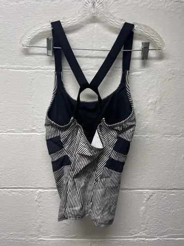 Nike Black & White Striped Swim Suit Tank Top