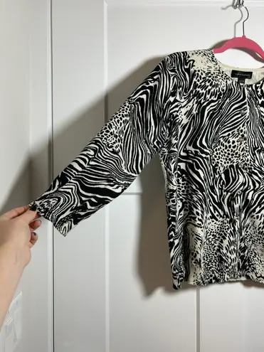 Cable & Gauge Vintage Medium cardigan sweater zebra cheetah print