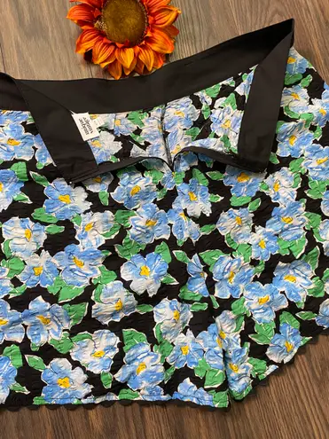 Unique Vintage NWOT Blue Retro Floral Scalloped High Waisted Shorts 1X-LARGE
