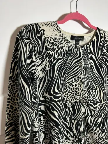 Cable & Gauge Vintage Medium cardigan sweater zebra cheetah print