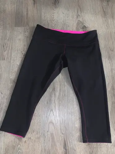 Lululemon Reversible Wunder Under Crop Leggings Pink/Black Size 10