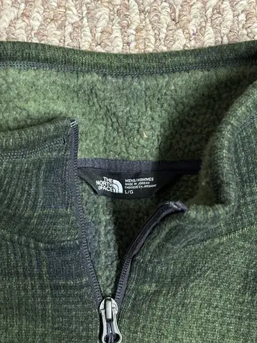 The North Face  Casual Outdoor Men’s Green Plaid Quarter Zip Pullover Sweater 