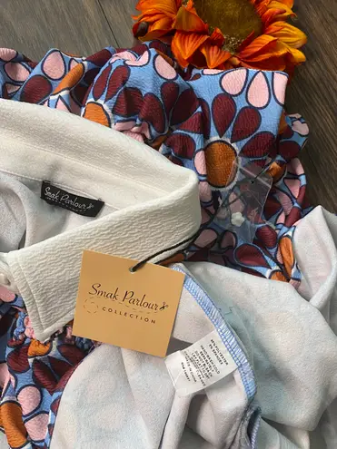 Unique Vintage NTAGE SMAK PARLOUR Flower Power Babydoll 70's Blouse 2XL