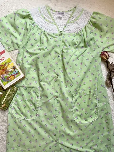 Vintage La ti fashion lingerie cottagecore floral print green gown Size M