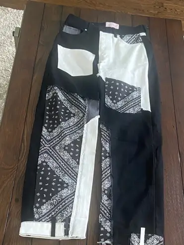Revice Denim  Bandana Patch Black & White Relaxed Fit Pants Women's Size-26 - Image 1