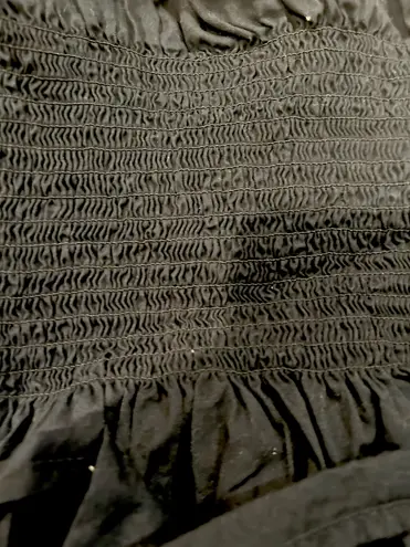 Planet Gold 100% BLACK Cotton Poplin Off-Shoulder Smock Top XL