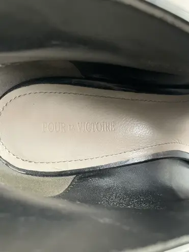 Pour La Victoire Black Leather Python Women's Steletto Peep Toe Shoes