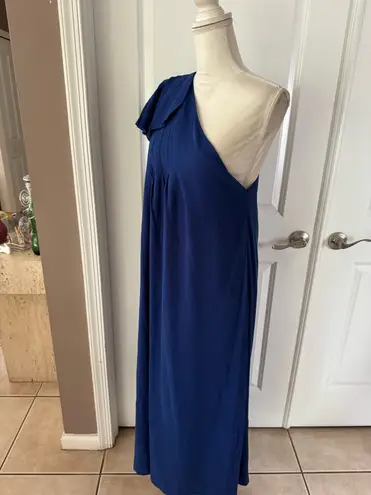 Farm Rio Linen Blend Leaf One-Shoulder Midi Dress. Size S. MSRP $285