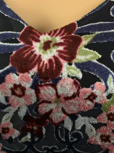 Moon River Floral Velvet Spaghetti Straps Tank