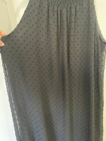 ZARA Black  dress with polka dots on sheer overlay.