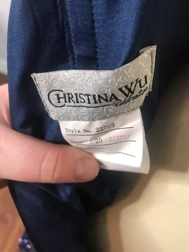 Christina Wu Navy Sequin Dress- Style 22703