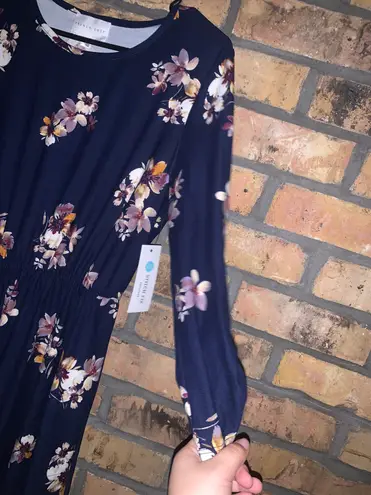 French Grey Navy Blue Floral dress