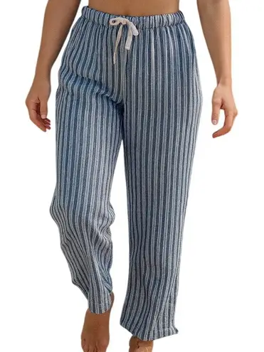 Dash Women's Striped Printed High Waist Linen Blend Casual Wide Leg Pants Sz XL Blue - Image 1