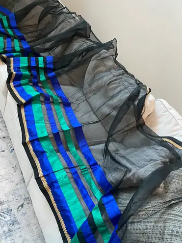 Indian pakistani jamdani type party wear sari with blouse Multiple