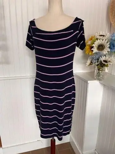 Decree Blue & Purple Scooped Neck Short Sleeved Dress