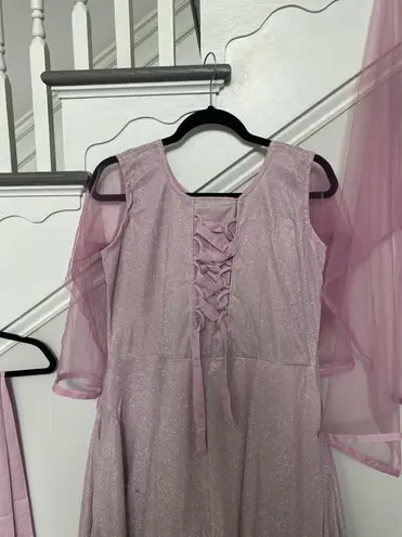 Indian Party Dress Bollywood Wear Designer Pakistani Glitter Gown Wedding suit Pink Size L