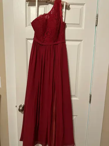 Azazie Burgundy One Shoulder Bridesmaid Dress