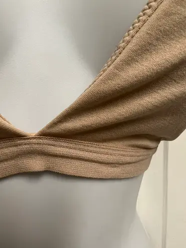 Inibud Cream Removable Padded Yoga Seamless V Neck Bralette