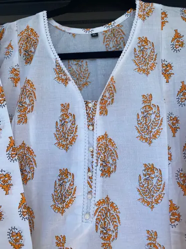 Indian Designer Kurta Palazzo Dupatta Set Women Salwar Kameez Ready To Wear Suit Gold Size XL