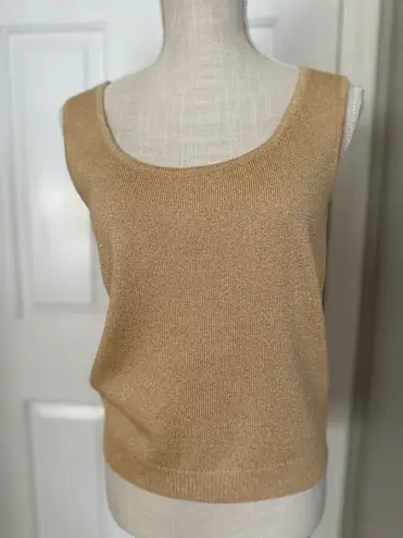 St. John Gold Knit Sweater Tank Top S Scoop Neck Sleeveless Sz S Designer