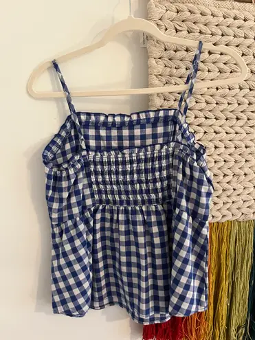 Boutique Blue Checkered Peplum Tank