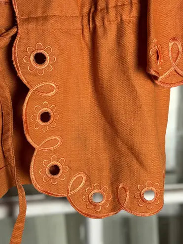 Bob Mackie Women’s Medium Orange Embroidered Front Tie Wearable Art Jacket