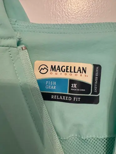 Magellan Fish Gear Women's 2X Jacket Windbreaker Mint Green Zip Up W/ Hood.