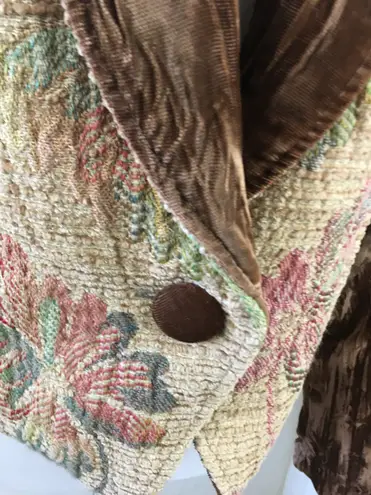 Vintage 90s Silverado New Mexico Statement Blazer Textured Floral Brown Velvet M Size M