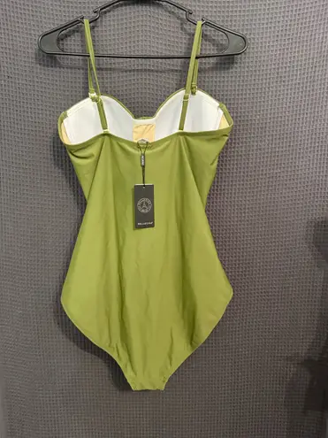 Relleciga Swimsuit Womens XL Green One-Piece Ruched Adjustable Straps Chic Trendy