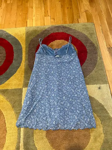 American Eagle Outfitters Babydoll Mini Mesh Dress Blue White Floral Print Small