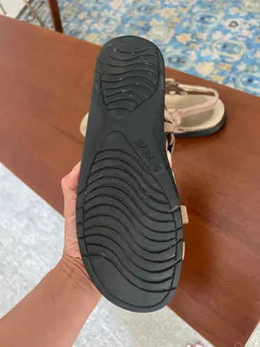 Teva Ventura cork tank khaki leather Velcro cross strap utility sandals 11