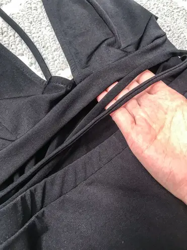 Dolls Kill Black Slinky Strappy Plunge Midi Dress