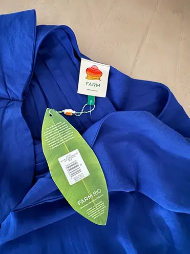 Farm Rio Linen Blend Leaf One-Shoulder Midi Dress. Size S. MSRP $285