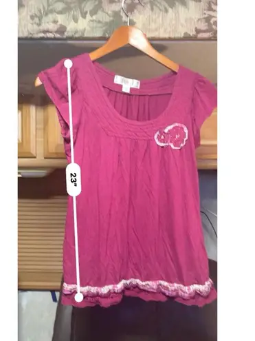 Decree Women's Top Size L Red Short Sleeve
